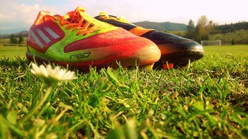 Pink football boots